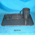 Huaide RHA559-C Grey Ceramic 12.8" Rectangle Plate With Mug Set